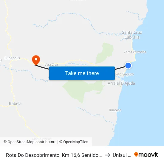 Rota Do Descobrimento, Km 16,6 Sentido Norte | Barraca Beat Beach to Unisul - Bahia map
