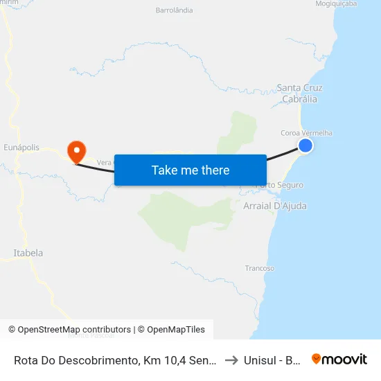 Rota Do Descobrimento, Km 10,4 Sentido Sul to Unisul - Bahia map