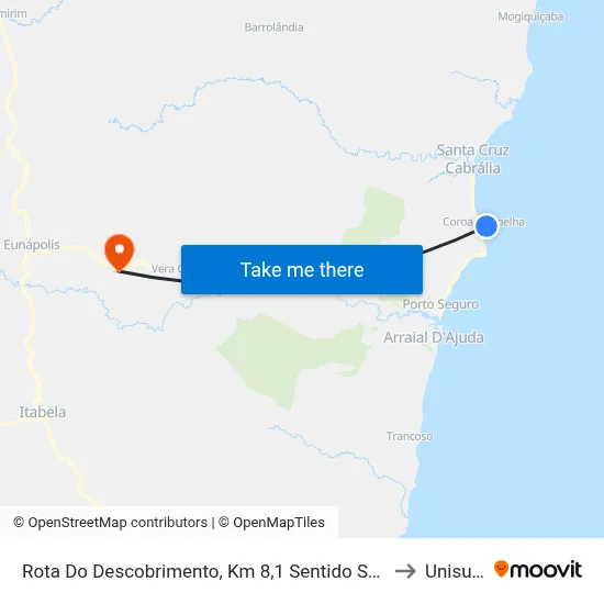 Rota Do Descobrimento, Km 8,1 Sentido Sul | Cabana Sun Beach - Coroa Vermelha to Unisul - Bahia map