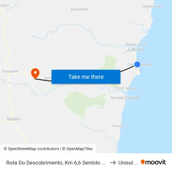 Rota Do Descobrimento, Km 6,6 Sentido Sul| Escola Indígena Pataxós to Unisul - Bahia map