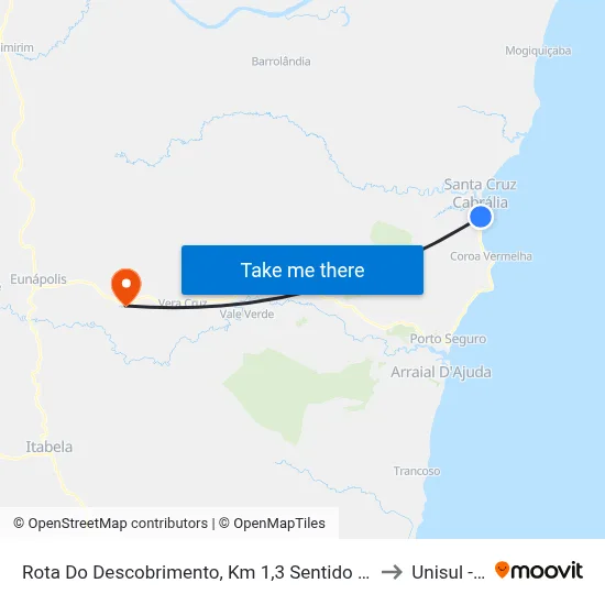 Rota Do Descobrimento, Km 1,3 Sentido Sul | Entrada Para Tânia to Unisul - Bahia map