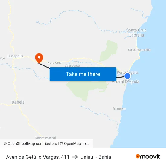 Avenida Getúlio Vargas, 411 to Unisul - Bahia map
