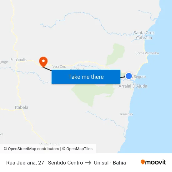 Rua Juerana, 27 | Sentido Centro to Unisul - Bahia map