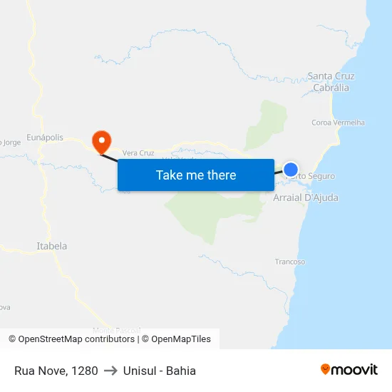Rua Nove, 1280 to Unisul - Bahia map