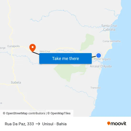 Rua Da Paz, 333 to Unisul - Bahia map