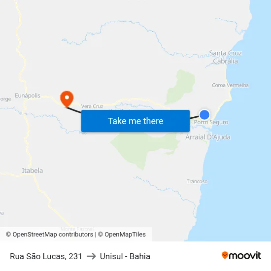 Rua São Lucas, 231 to Unisul - Bahia map