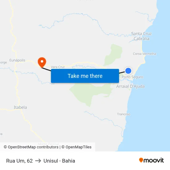 Rua Um, 62 to Unisul - Bahia map