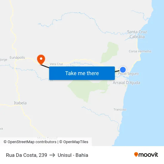 Rua Da Costa, 239 to Unisul - Bahia map