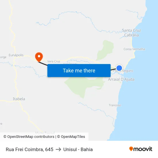 Rua Frei Coimbra, 645 to Unisul - Bahia map