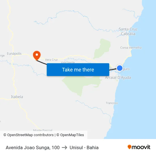 Avenida Joao Sunga, 100 to Unisul - Bahia map