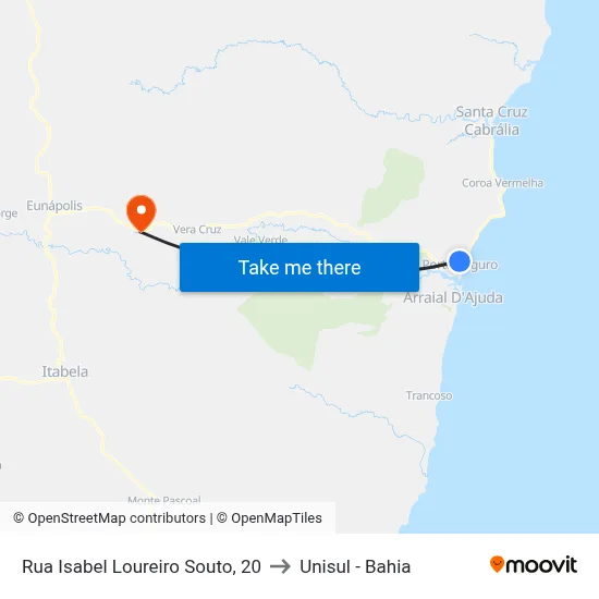 Rua Isabel Loureiro Souto, 20 to Unisul - Bahia map