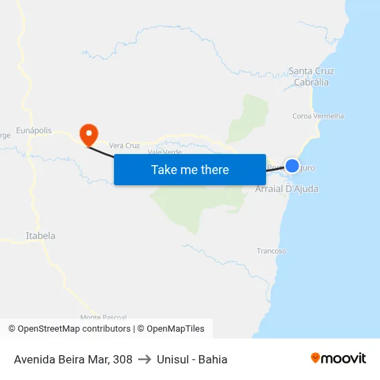 Avenida Beira Mar, 308 to Unisul - Bahia map