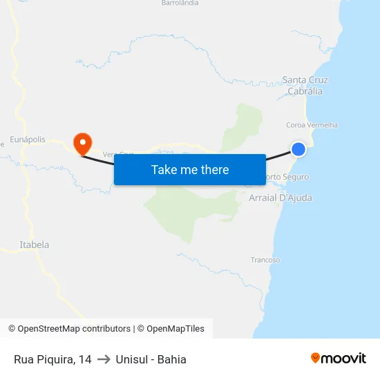 Rua Piquira, 14 to Unisul - Bahia map
