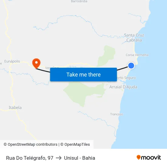 Rua Do Telégrafo, 97 to Unisul - Bahia map