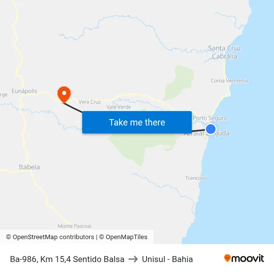 Ba-986, Km 15,4 Sentido Balsa to Unisul - Bahia map