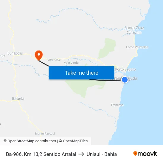 Ba-986, Km 13,2 Sentido Arraial to Unisul - Bahia map