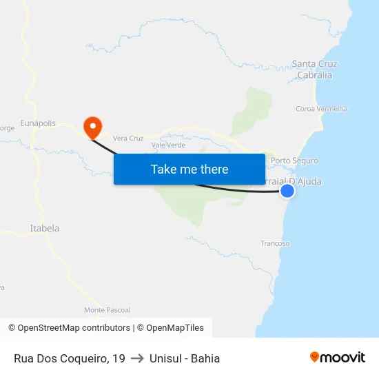 Rua Dos Coqueiro, 19 to Unisul - Bahia map