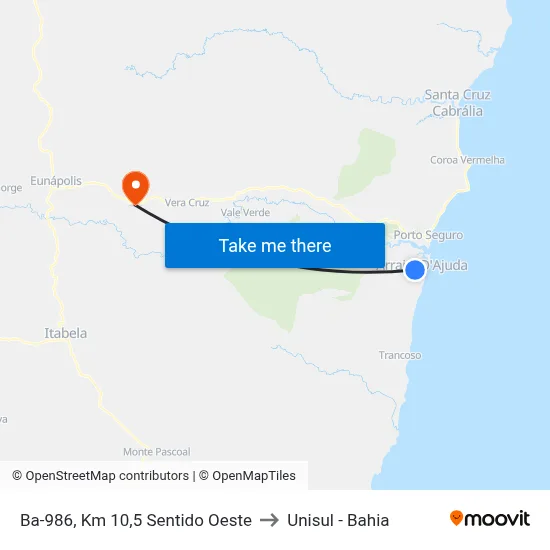 Ba-986, Km 10,5 Sentido Oeste to Unisul - Bahia map