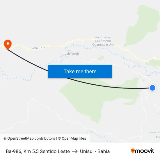 Ba-986, Km 5,5 Sentido Leste to Unisul - Bahia map