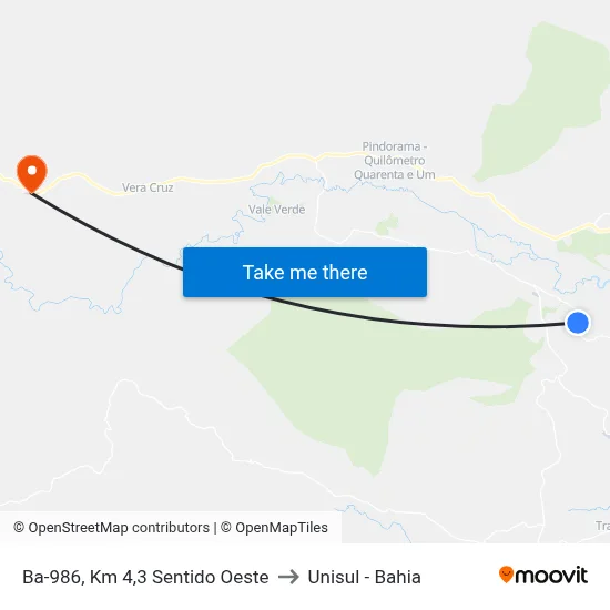Ba-986, Km 4,3 Sentido Oeste to Unisul - Bahia map