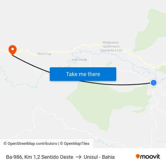 Ba-986, Km 1,2 Sentido Oeste to Unisul - Bahia map
