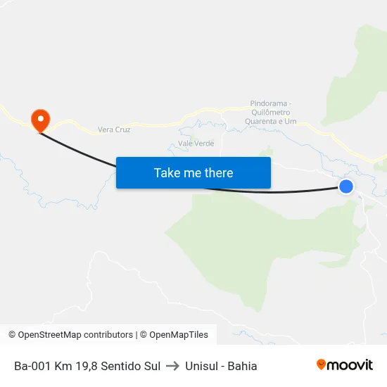 Ba-001 Km 19,8 Sentido Sul to Unisul - Bahia map