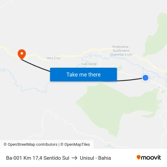Ba-001 Km 17,4 Sentido Sul to Unisul - Bahia map