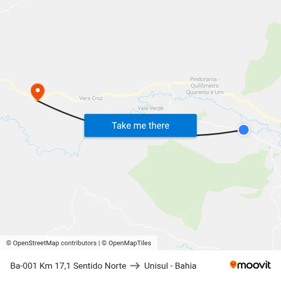Ba-001 Km 17,1 Sentido Norte to Unisul - Bahia map