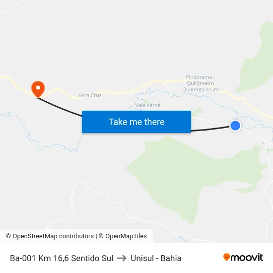 Ba-001 Km 16,6 Sentido Sul to Unisul - Bahia map