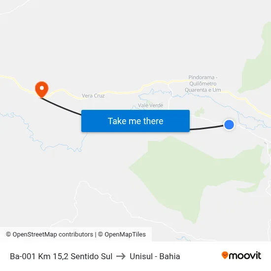 Ba-001 Km 15,2 Sentido Sul to Unisul - Bahia map