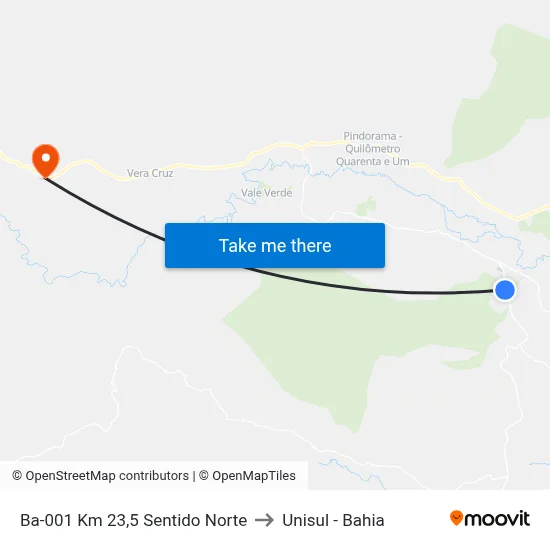 Ba-001 Km 23,5 Sentido Norte to Unisul - Bahia map