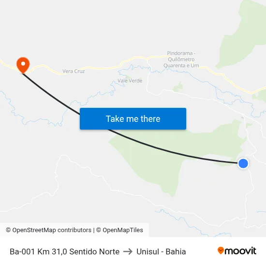 Ba-001 Km 31,0 Sentido Norte to Unisul - Bahia map