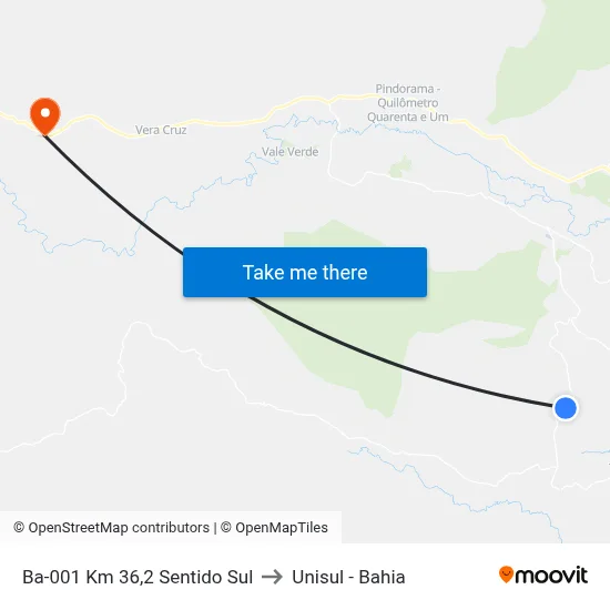 Ba-001 Km 36,2 Sentido Sul to Unisul - Bahia map
