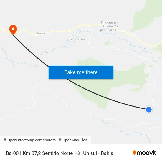 Ba-001 Km 37,2 Sentido Norte to Unisul - Bahia map