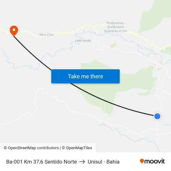 Ba-001 Km 37,6 Sentido Norte to Unisul - Bahia map