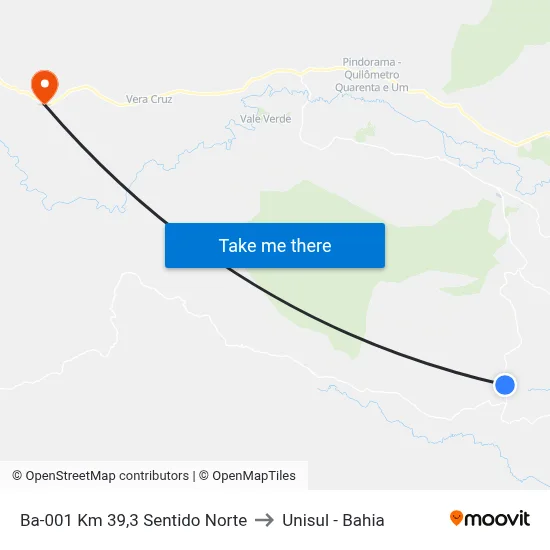 Ba-001 Km 39,3 Sentido Norte to Unisul - Bahia map