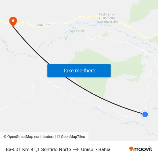 Ba-001 Km 41,1 Sentido Norte to Unisul - Bahia map