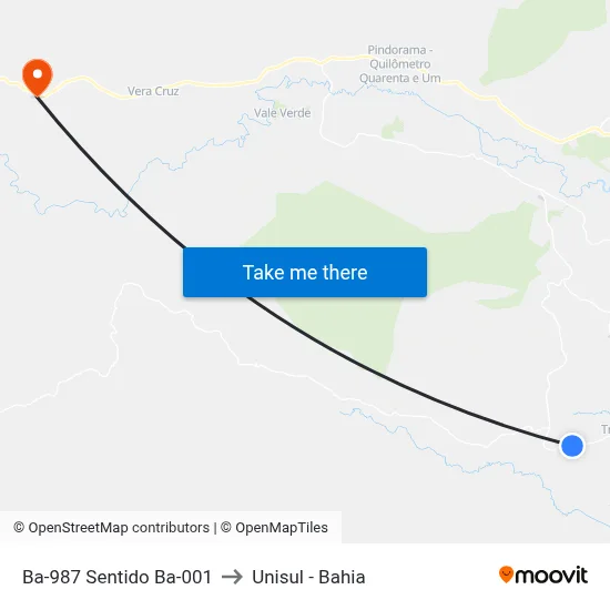 Ba-987 Sentido Ba-001 to Unisul - Bahia map