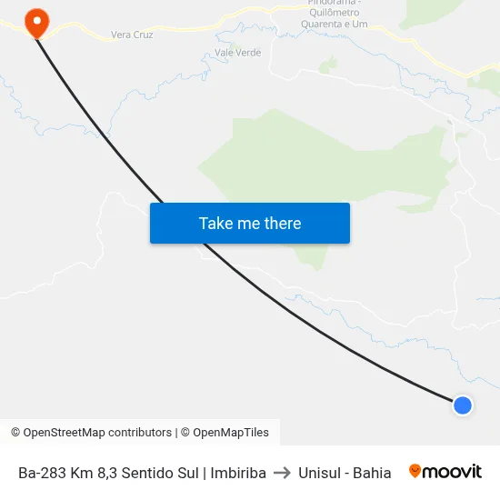 Ba-283 Km 8,3 Sentido Sul | Imbiriba to Unisul - Bahia map