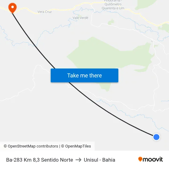 Ba-283 Km 8,3 Sentido Norte to Unisul - Bahia map