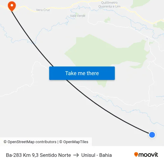 Ba-283 Km 9,3 Sentido Norte to Unisul - Bahia map