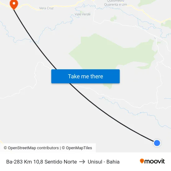 Ba-283 Km 10,8 Sentido Norte to Unisul - Bahia map