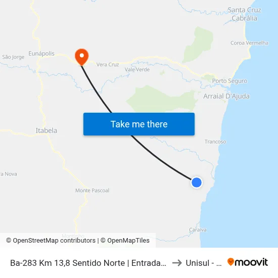 Ba-283 Km 13,8 Sentido Norte | Entrada Praia Do Espelho to Unisul - Bahia map