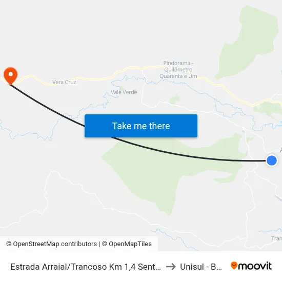 Estrada Arraial/Trancoso Km 1,4 Sentido Sul to Unisul - Bahia map
