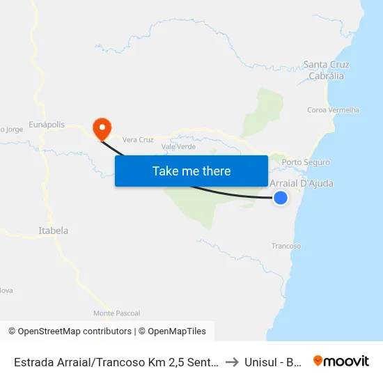 Estrada Arraial/Trancoso Km 2,5 Sentido Sul to Unisul - Bahia map