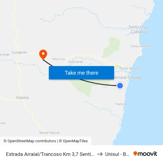 Estrada Arraial/Trancoso Km 3,7 Sentido Norte to Unisul - Bahia map