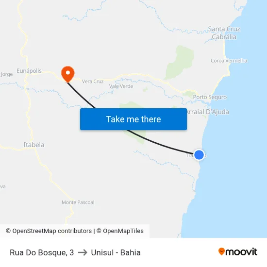 Rua Do Bosque, 3 to Unisul - Bahia map