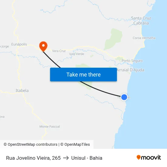 Rua Jovelino Vieira, 265 to Unisul - Bahia map