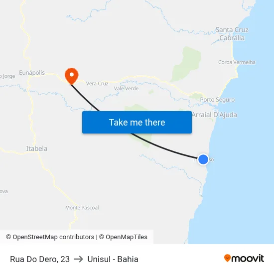 Rua Do Dero, 23 to Unisul - Bahia map