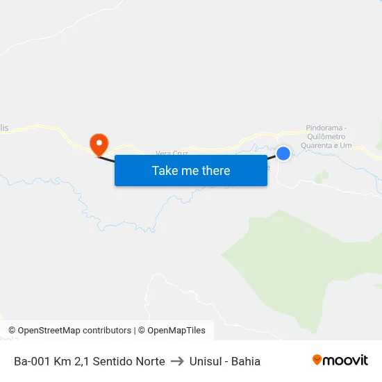 Ba-001 Km 2,1 Sentido Norte to Unisul - Bahia map
